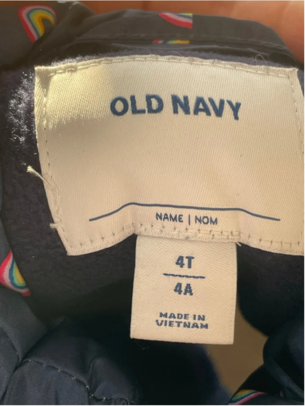 Girls Old Navy Puffer Vest 4T Navy Rainbows